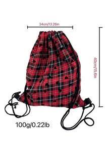 Mochila con cordón estilo uniforme a cuadros JK, mochila versátil y linda con estilo escolar, bolsa de lona unisex - Multicolor - Ver 9
