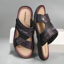 Plus Size Men's Casual Dual-Use Slippers, Outdoor Sports Non-Slip Soft Sole, Open Toe Beach Sandals - Black - View 3