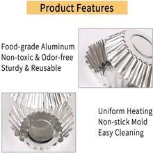 6/12pcs Non-Stick Metal Egg Tart Mold, Baking Cups, Tart Shells Mold - Multicolor - View 7