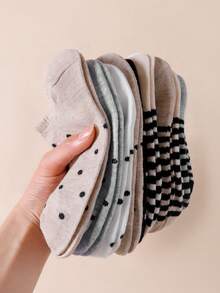 1/10 Pairs Random Minimalist Striped & Polka Dot Casual Comfortable Low-Cut Invisible Socks - Multicolor - View 4