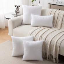 1 Cojín cuadrado blanco para sofá - Un cojín decorativo de sofá de moda, hecho de tela de poliéster suave con textura esponjosa, adecuado para camas y sofás, que agrega comodidad y estilo moderno, cojín decorativo - Blanco - Ver 3