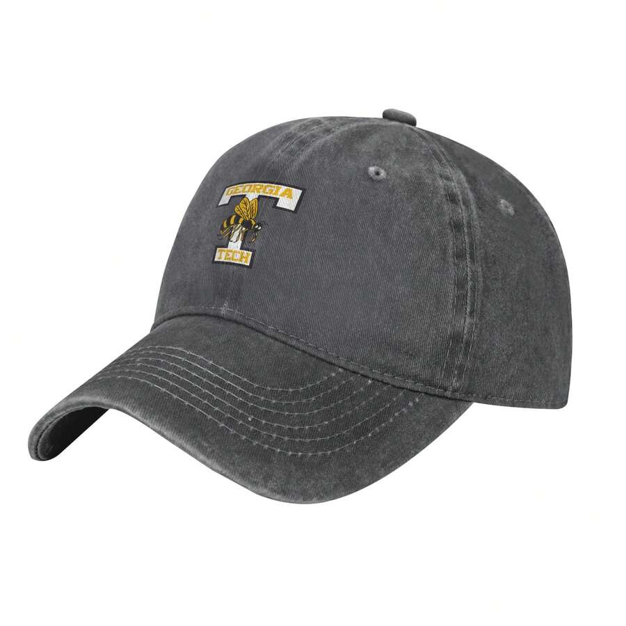 Georgia Tech Yellow Jackets Logo 1938 Low Profile Unstructured Baseball Hat Washed Distressed Twill Adjustable Dad Hat - 深灰色 - 查看 1