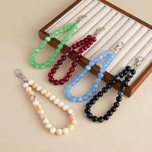 Single-Piece Simple Gradient Acrylic Bead Bag Chain, Dopamine-Colored Beaded Keychain Car Pendant - Apricot - View 3