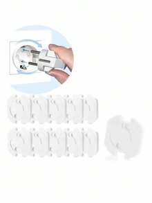 5/10pcs Child Safety Outlet Covers, Easy To Install/Remove, Suitable For Halloween, Christmas, Thanksgiving Children's Gifts, Perfect Presents - White - View 10