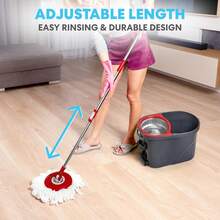 Spin Mop Cleaning System With 3 Microfiber Mop Heads, Red & Gray Or Red & Black, Efficient 360 Spinning Hardwood Or Tile, Hands-Wringing - 紅/黑 - 查看 2