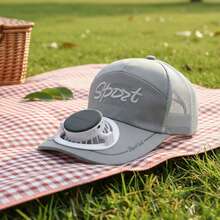 Breathable Baseball Cap Solar Powered Fan Hat Baseballs Hat For Men Women, USB Rechargeable Sun Protection Hat For Outdoor - Grey - View 2