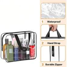 2 Piece Clear Storage Tote Bag, Large Capacity Travel Cosmetic Case, Waterproof Zipper Pouch Set For Women Men - 2PCS - 查看 4