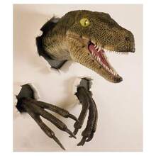 Velociraptor Statue Wall Resin Mount Dinosaur Head Sculpture Wall Hanging Ornament For Indoor And Outdoor Dinosaur - A - Xem 4