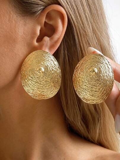 Pendientes de metal con geometría exagerada e irregular, piezas de joyería metálica con textura en espiral de moda