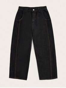 Men's Retro Hip Hop Street Casual Loose Flared Leg Jeans - Black - View 6