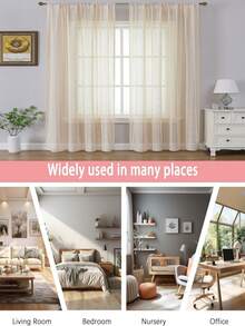 2pcs Beige New Bohemian Curtains, Decorative Beige Striped Rod Pocket Curtains, Suitable For Home, Kitchen, Living Room And Bedroom - Beige - View 7