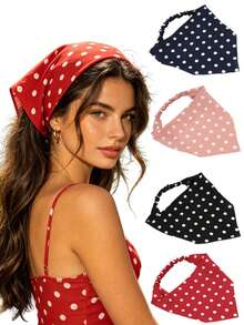 Women Bandana 4/1pc Dark Minimalist Elastic Headband/Headscarf For Women, Suitable For Multiple Occasions Hair Accessories Autumn Accessories Fall Head Scarf Autumn Hair Band Soft Head Band For Gifts Winter For Vacation Outfits Woman Summer Outfits - Multicolor - View 8