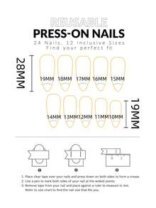 24pcs Tie Dye Almond Shaped Press-On Nails, Colorful Gradient Nail Tips - Multicolor - View 5