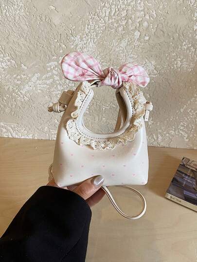 Cute Mini Lace Dumpling Bag, Multifunctional Korean Style Girl's Ins Small Handbag, Shoulder & Crossbody Bag