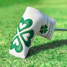 1PC Lucky Clover Blade Putter Head Cover - White & Green Heart Four-Leaf Clover Design, Premium PU, Golf Putter Headcover For Blade Putters, Weather-Resistant Golf Club Accessory With Soft Lining Protection - Multicolor - View 11