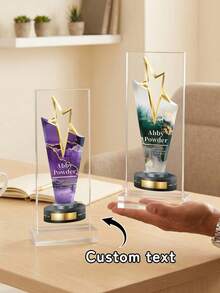 1pc Personalized Acrylic Star Trophy, Unique Employee Recognition Gift, Customizable Text, Custom Company Award, Employee Plaque, Retirement Or Employee Appreciation Gift For Management - Multicolor - View 2