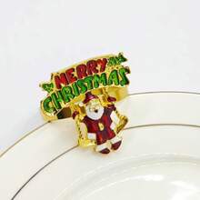 Christmas Napkin Rings – New Electroplated Metal Napkin Holders, Holiday Table Decor - 聖誕老公公 - 查看 4