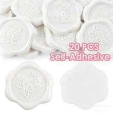 20 PCS Eucalyptus Pattern Self-Adhesive Wax Seal Stickers For Gifts Wedding Invitation Envelope Sealing-White - Eucalyptus Ivory - View 7