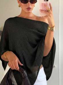 Fashionable Hollow Out Coverup With Patterned Design, Suitable For Beach & Vacation Black - Black - View 3