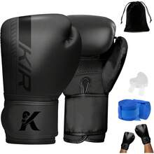 KIROGILY Guantes Box, Guantes de Box para Hombre Mujer, Guantes de Boxeo(12-14-16 oz), Incluyen Protector Bucal, Correas Boxing y Bolsa Almacenamiento, Ideales para Boxeo y - 12 onzas - Ver 3