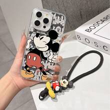 This Disney Mickey Mouse Pattern Lanyard Phone Case Features A Strong Magnetic Closure And Full Coverage Of Acrylic And TPU Material. It's Shockproof, Lightweight, And Suitable For IPhone17/16/11/13/15/15 Plus/15 Pro/15 Pro Max/12/14 Pro Max/11 Pro Max/12 Pro/12 Pro Max/13. It's A Popular Birthday Gift, Business Gift, Durable, Stain-Resistant, And Fingerprint-Resistant New Phone Case For Men And Women. It Also Includes A Mickey Mouse Phone Case And Mickey Mouse Doll Bracelet. Compatible With SamsungGalaxy S20, S21, S22, S23, And S24 Series. It's The Perfect Gift For Friends And Family. This Stylish Phone Case Is Fun, Lightweight, And Durable. IPhone17 Pro Max Phone Case, Minnie Phone Case. - Clear - View 1