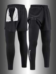 1pc Boyfriend Style Men's Spring/Summer Durable Running Shorts Gym Workout Running Shorts 2 In 1 High Elasticity Jogging Sports Pants - Multicolor - View 1