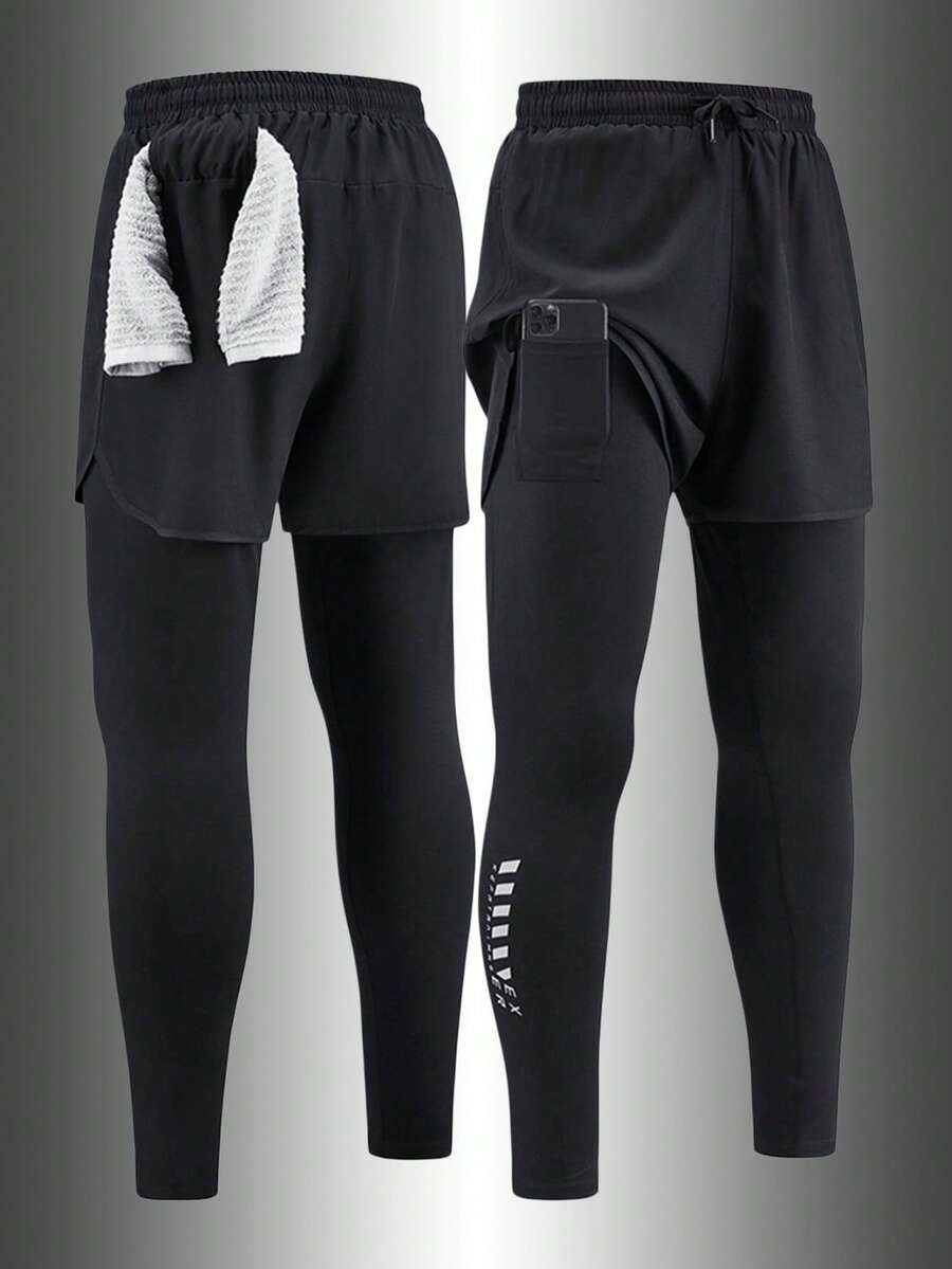 1pc Boyfriend Style Men's Spring/Summer Durable Running Shorts Gym Workout Running Shorts 2 In 1 High Elasticity Jogging Sports Pants - Multicolor - View 1