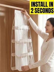1pc/2pcs Space-Saving Transparent Multi-Layer Hanging Wallet/Purse Organizer Rack, Women Accessories Storage, 1pc 6/8 Compartments Space-Saving Hanging Storage Bag, Home Closet Organizer, Travel Essentials - Multicolor - View 14