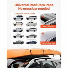 Soft Roof Rack Pads, 15.5-Inch Universal Car Roof Rack Pads, 176LBS Loading Capacity Luggage Kayak With Portable Storage Bag Canoe Snowboard Paddle Board Surfboard - 15.5 In + Roof-fitting - View 3