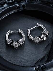 1pc Fashionable Unique Arabesque Pattern Men's Ear Cuff Earring, Multi-Layer Circular Design Men's Accessory, Suitable For Daily Wear, Gift For Friends On Holidays, Birthdays, Anniversaries - Multicolor - View 6