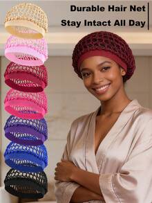 1pc Women's Sleep Hair Net Cap, Black Mesh Hairnet Suitable For Ballet, Sleeping, Braiding Hair Buns - Multicolor - View 3