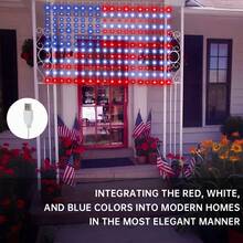 1PC, 210LED USB Powered American Flag LED Curtain String Lights 4th Of July Patriotic Fairy Lights For Independence Day Home Garden Yard Patio Balcony Indoor Outdoor Festival Celebration Bedroom Living Room Decor (Without Battery) - LED String Light - View 2