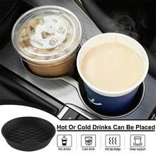 2 piezas/4 piezas Portavasos de silicona para coche, posavasos antideslizantes, con bordes elevados para evitar derrames, alfombrillas redondas universales antideslizantes - A - Ver 7