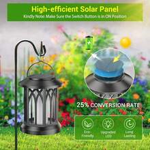 Solar Lantern Outdoor Lights, Upgraded Flickering Flame Solar Lanterns Lights Outdoor Waterproof, Hanging Lantern Decorative, Solar Powered Lanterns For Yard Patio Path Tree Garden Decor - Solar Lantern (Black) - 查看 2