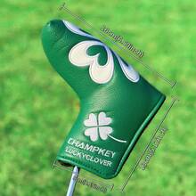 1PC Lucky Clover Blade Putter Head Cover - White & Green Heart Four-Leaf Clover Design, Premium PU, Golf Putter Headcover For Blade Putters, Weather-Resistant Golf Club Accessory With Soft Lining Protection - Multicolor - View 10