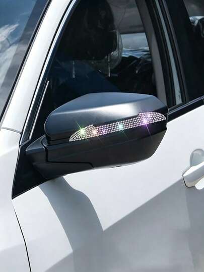 Sparkling Door Edge Guards, Rhinestone Rearview Mirror Scratch-Resistant Stickers, Decorative Protective Decals