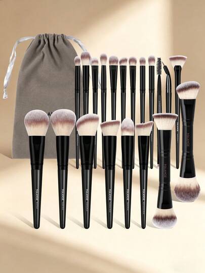 MAANGE Bộ cọ trang điểm chuyên nghiệp bền bỉ 21 món, nhẹ nhàng cho da, kèm túi đựng: Cọ nền, cọ mặt, cọ phấn phủ, cọ má hồng, cọ che khuyết điểm, cọ tạo khối, cọ tạo khối mũi, cọ phấn mắt, cọ kẻ mày, cọ kẻ mắt, cọ highlight, cọ chi tiết. Bộ cọ trang điểm du lịch tiện dụng tại nhà hoặc khi đi du lịch, phụ kiện trang điểm, quà tặng cho bạn bè.