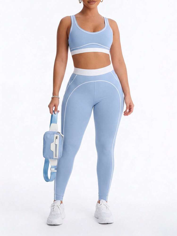 LovelyWholesale Women's Contrast Color Trim Sports Tank Top +