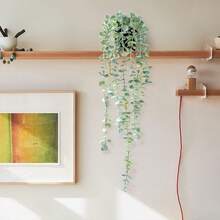 1/2pcs Artificial Hanging Plants, Wall Mounted Planter Decor, Suitable For Indoor/Outdoor, Living Room Shelf Decoration, Home Decor, Room Decor, Garden Decor, Wall Decor - White Eucalyptus Spray - View 5