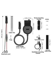 Nuevo Cargador de Teléfono USB Super Rápido PD QC4.0 para Motocicleta, con Cable de Datos Tipo-C Retráctil y Voltímetro Digital, sin Batería - A - Ver 8