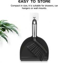 NACENA Handheld Dustpan And Broom Set – Mini Compact Brush Combo For Desktop, Sofa, Car & Kitchen Crumbs Small Cleaning Tool With Stiff Bristles, Blue - Black - 查看 6