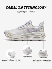 CAMEL CROWN Women's Outdoor Casual Running Shoes, Windchaser Carbon Plate Running Shoes With Soft Cushioning, Breathable Mesh Upper, Fashionable And Versatile Sports Sneakers - Ivory/Lilac Gray - View 4