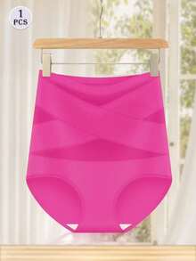 1 pieza Leggings sin costuras de cintura alta y peso ligero para mujer, shorts moldeadores de ajuste ceñido, ropa interior adelgazante abdominal, pantalones de control plano del abdomen, shorts levantadores de glúteos, pantalones de entrenamiento de cintura, lencería moldeadora abdominal - Rosa Roja - Ver 8