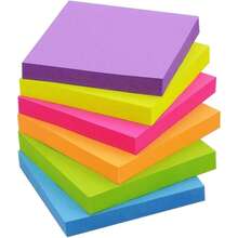 100 piezas/Paquete de notas adhesivas de colores, 3x3 pulgadas, 6 colores neón, surtido aleatorio, bloc de notas para estudiantes y oficina - Ver 9