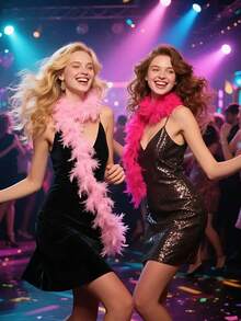 Feather Boa, DIY Party Dress Up Accessories, Colorful Feather Boa, Boa Decorations, Women's Faux Feather Boa - Vintage Style Polyester And Spandex Blend, Suitable For Birthday Parties, Halloween, Christmas, Race Day, Afternoon Tea Parties, New Year's Eve, Concerts And Home Decor, Dance Weddings, Stage Performances, Carnival Costumes And Accessories, Party Supplies - Multicolor - View 2