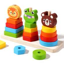 Children's Wooden Stacking Blocks, Animal Stacking Toys, Matching Game Building Blocks, Early Education Wooden Toys, Suitable For Preschoolers, Christmas/Holiday Gift - Children's Stacking Blocks - View 9