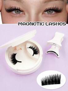 Sibeuna 1 Pair Magnetic False Eyelashes, Half Lashes, Short Magnetic Lashes, Natural Cat Eye Makeup Effect Reusable, Suitable For Lash Extension, Perfect For Slouchy People, Beauty Bloggers, Gifts - Black - View 11