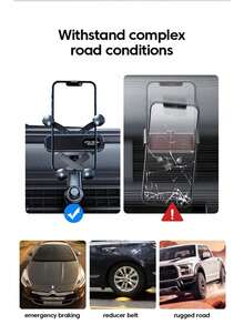 1 pieza Soporte de teléfono para coche con gravedad negra, soporte universal de clip de ventilación para iPhone 17/16/15/14/13/12/11 Pro Max - Negro - Ver 4