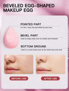 Water Drop Shaped Angled Makeup Sponge, Provides Even Application And Smooth Texture For Setting And Touching Up Makeup - Baby Pink - View 3
