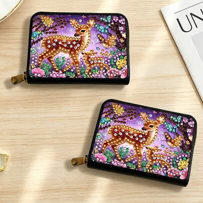 Ví đựng thẻ họa tiết hươu trong rừng, tranh đính đá nhỏ gọn, bộ dụng cụ tự làm tranh đính đá, dung lượng lớn, nhiều ngăn đựng thẻ, khóa kéo, thiết kế thời trang, món quà hoàn hảo cho ngày lễ và sử dụng hàng ngày, ví đựng thẻ tối giản, chất liệu da PU bền, thích hợp cho du lịch và sử dụng hàng ngày, ví ngắn kiểu kẹp retro thời trang, nhiều ngăn đựng thẻ, ngăn đựng thẻ ID, lựa chọn hàng đầu cho quà tặng sáng tạo ngày lễ và sinh nhật.